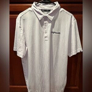 Travis Mathew Branded White Polo Shirt Soft Fabric Men’s Large